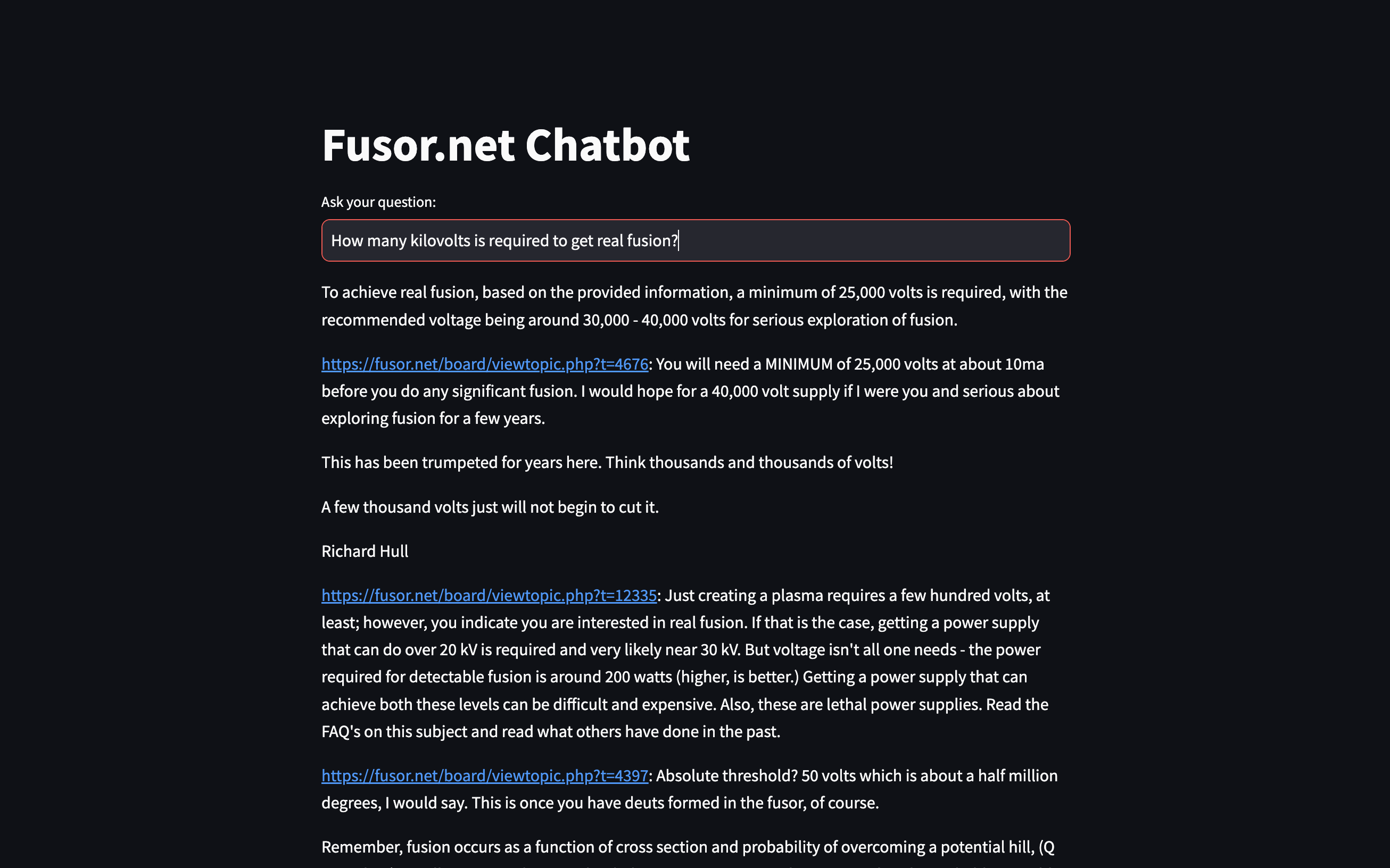 Chatbot at openfusor.com